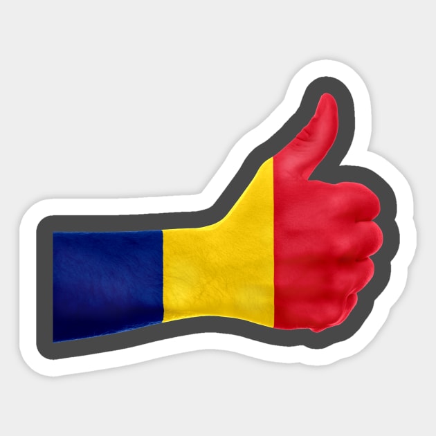 Romania thumb's up flag print Sticker by LiliMagic